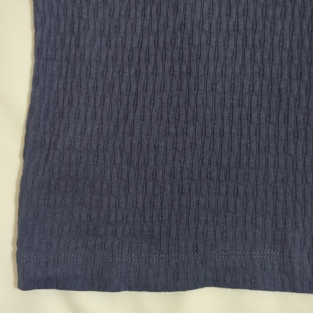 Loft Ribbed Ruffle Sleeve Blouse, Color Blue Size M - Picture 5 of 13